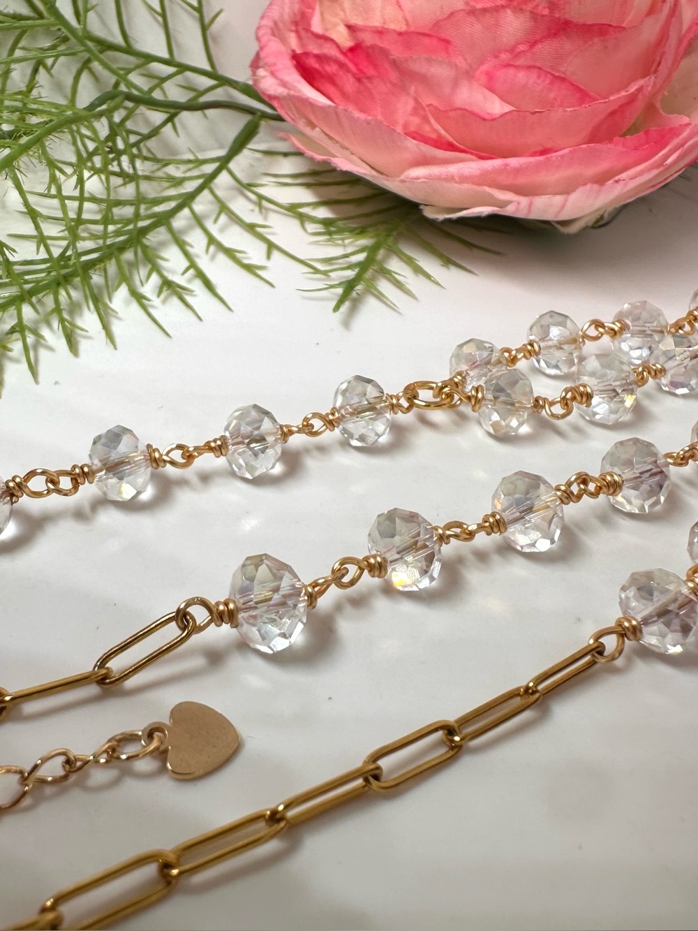 NEW ⚜️ Handmade Crystal Rosary Beaded Necklace - Picture 5 of 11